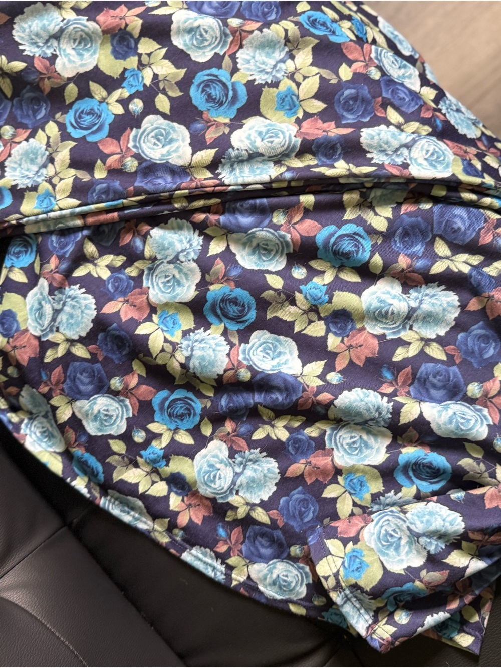 LuLaRoe Navy Blue Teal Floral Print Top